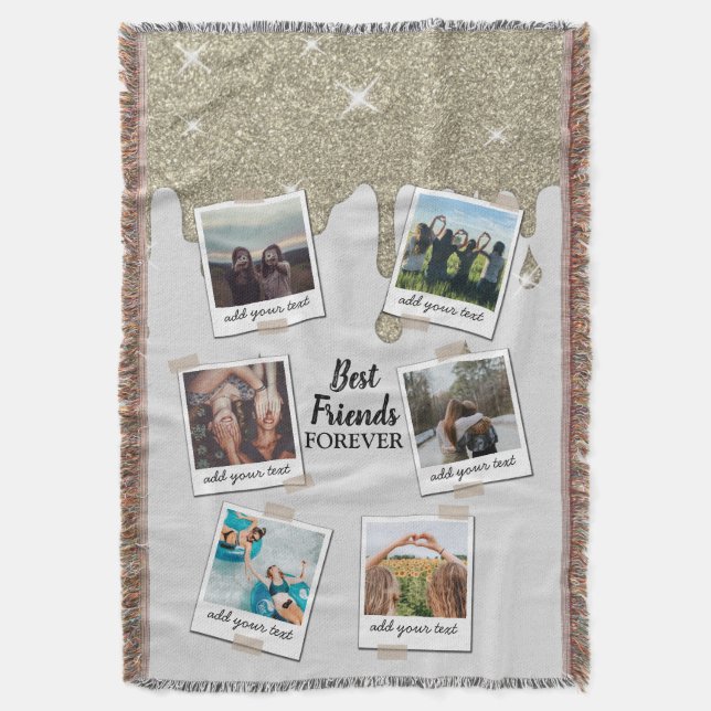 Personalisiert Best Friends 6 Foto Custom Collage Decke (Vorderseite Vertikal)