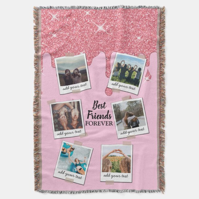 Personalisiert Best Friends 6 Foto Custom Collage Decke (Vorderseite Vertikal)
