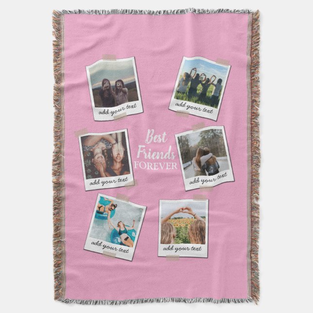 Personalisiert Best Friends 6 Foto Custom Collage Decke (Vorderseite Vertikal)