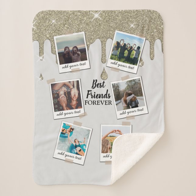 Personalisiert Best Friends 6 Foto Custom Collage Sherpadecke (Vorderseite)