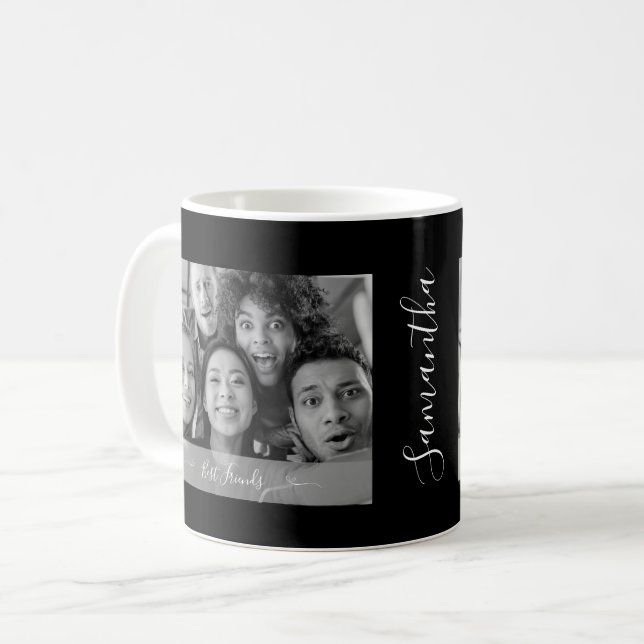 Personalisiert Best Friends Foto Black and White Kaffeetasse (Vorderseite Links)