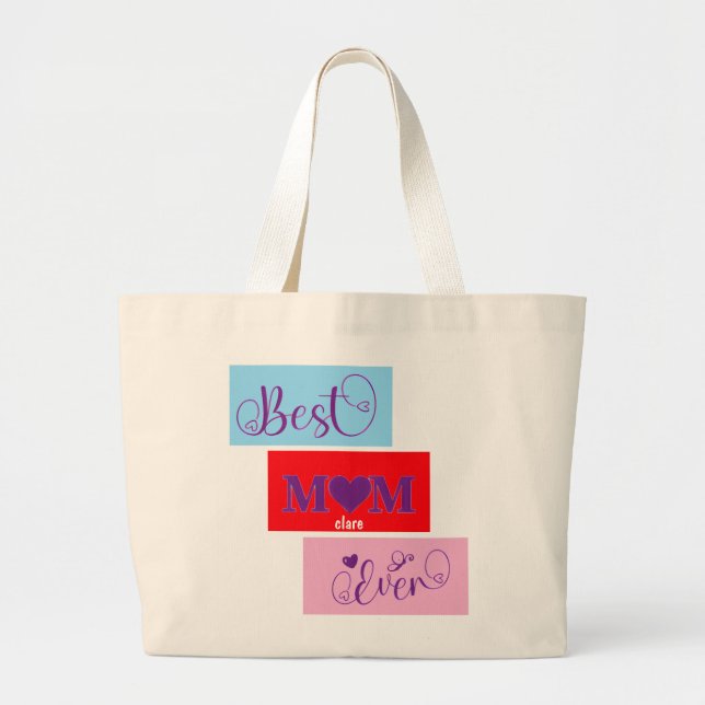 Personalisiert BEST MAMA JE 13 Script Große Tasche (Vorne)