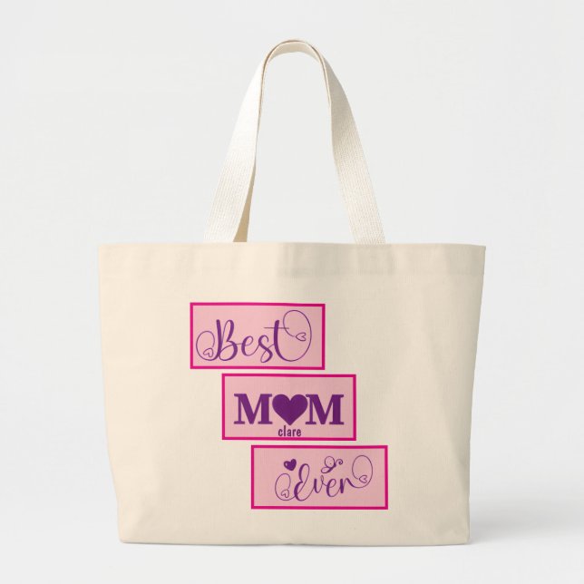 Personalisiert BEST MAMA JE 15 Script Große Tasche (Vorne)