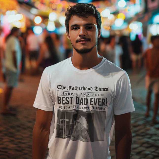 Personalisiert Best Vater je Zeitung Foto T-Shirt (Von Creator hochgeladen)