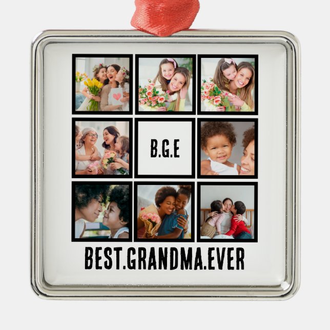 Personalisiert Beste Oma je 8 FotoCollage Ornament Aus Metall (Vorne)
