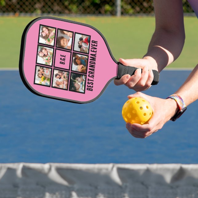 Personalisiert Beste Oma je 8 FotoCollage Pickleball Schläger (InSitu)