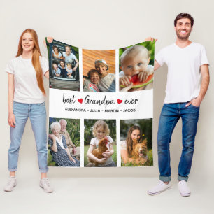 Personalisiert Beste Opa je 6 Foto Fleecedecke