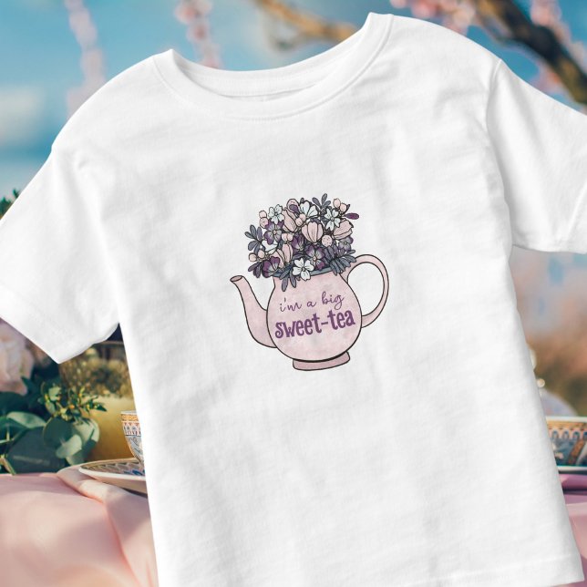 Personalisiert Bestie Floral Teapot Sweetie Kleinkind T-shirt (Von Creator hochgeladen)