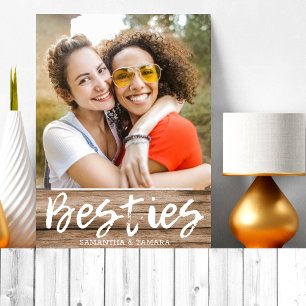 Personalisiert Besties BESTE FREUNDIN heißt Rustik Fotoplatte