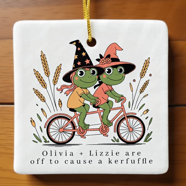 Personalisiert Besties Frogs Kerfuffle Keramikornament (Von Creator hochgeladen)