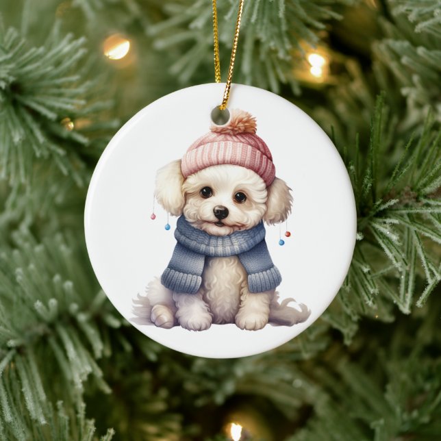 Personalisiert Bichon Frise Dog Art Keramik Ornament (Baum)