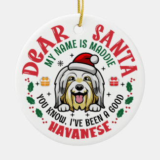 Personalisiert Bichon Havanese Dog Weihnachtsbaum Keramik Ornament