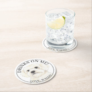 Personalisiert Bichon Havanese Maltese Dog Wedding Runder Pappuntersetzer