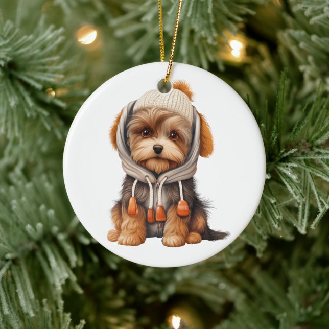 Personalisiert Biewer Terrier Dog Keramik Ornament (Baum)