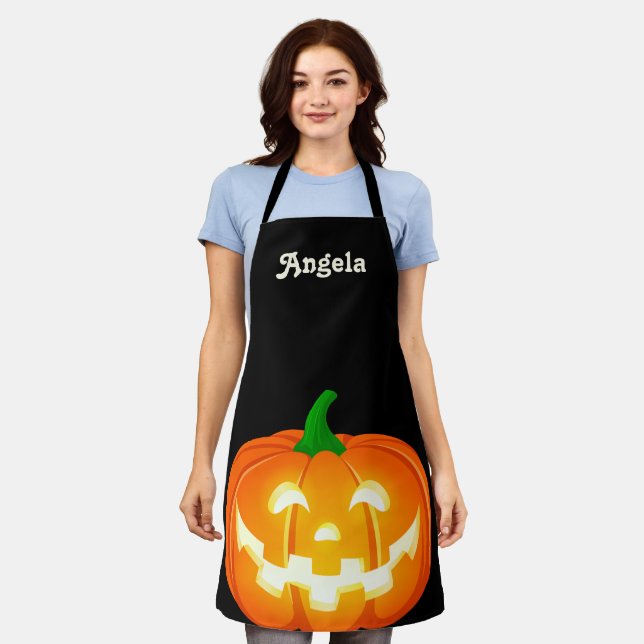 Personalisiert Big Happy Jack-O-Lantern Schürze (Getragen)