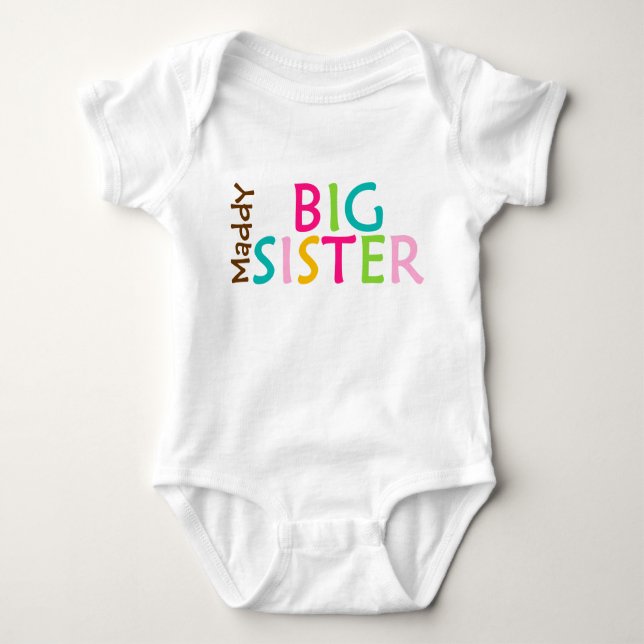 Personalisiert Big Sister Baby One you Body Anzug Baby Strampler (Vorderseite)