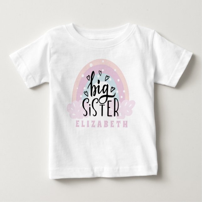 Personalisiert Big Sister Baby T-shirt (Vorderseite)