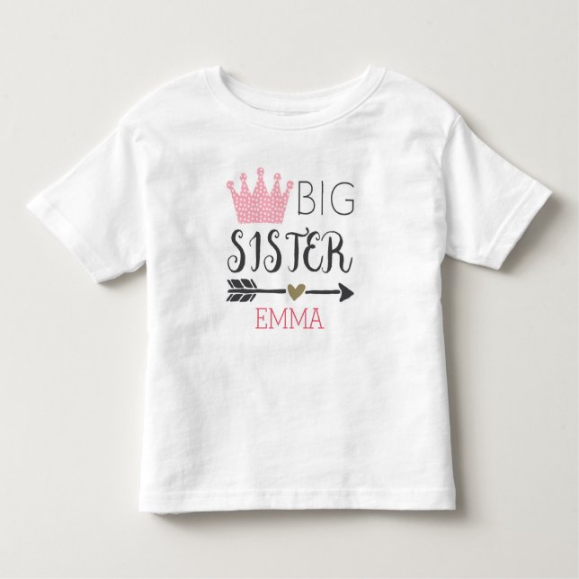 Personalisiert Big Sister Kleinkind T-shirt (Vorderseite)