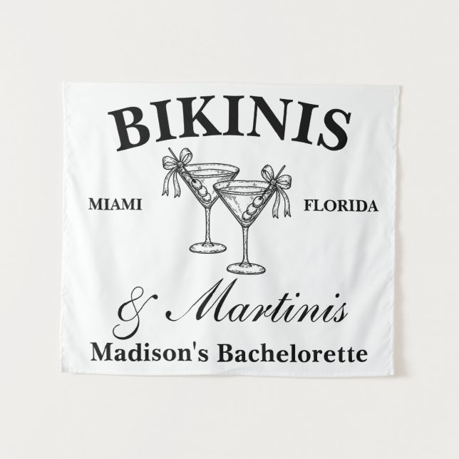 Personalisiert Bikinis & Martinis Junggeselinnen-A Wandteppich (Vorderseite (Horizontal))