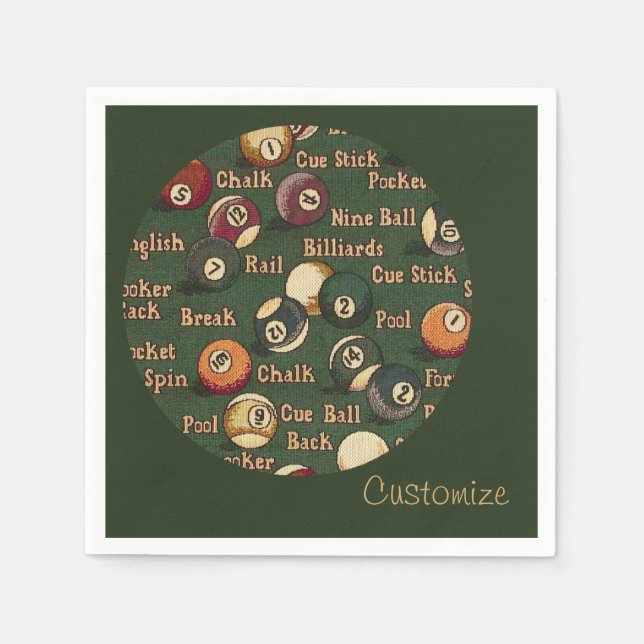 Personalisiert Billiard Balls Hintergrund Napkins Serviette (Vorderseite)