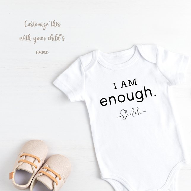 Personalisiert bin ich genug baby strampler (Personalized I am Enough Baby Bodysuit)