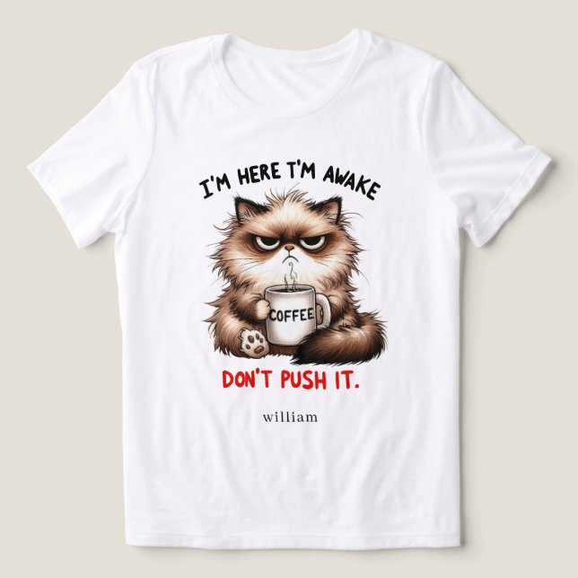 Personalisiert bin ich hier, ich bin wach Tri-Blend shirt (Design Vorderseite)