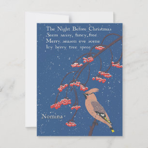 Personalisiert Bird Christmas Eve Gedicht Illustra Postkarte