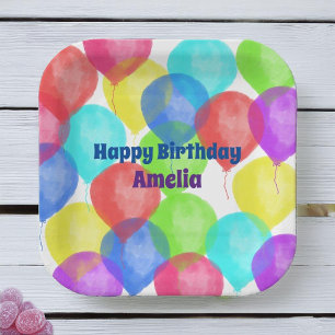 Personalisiert Birthday Balloon Party Pappteller