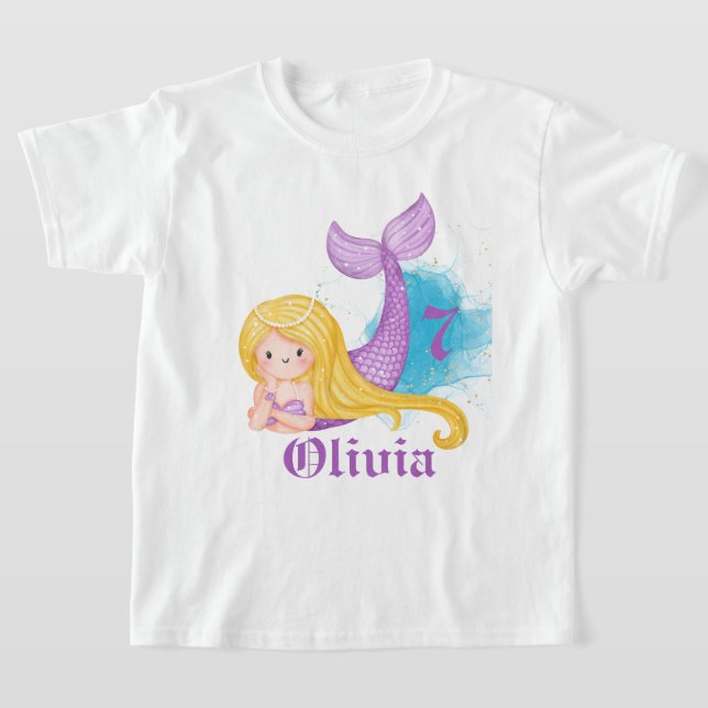Personalisiert Birthday Girl Mermaid T-Shirt (Ablage )