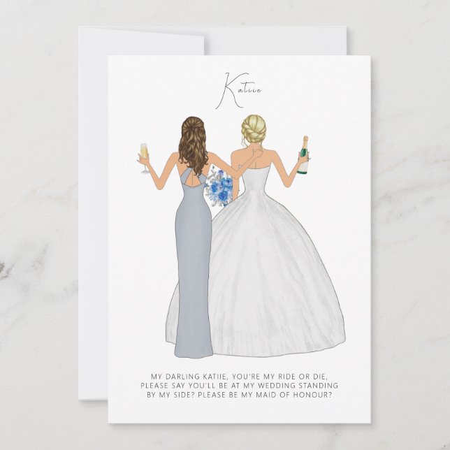 Personalisiert bist du meine Bridesmaid-Karte Einladung (Vorderseite)