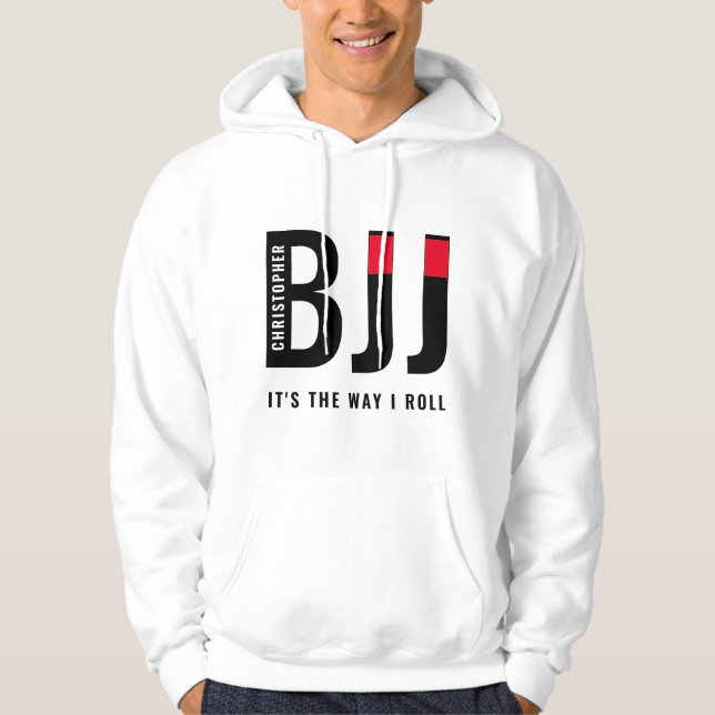 Personalisiert BJJ Brazilian Jiu Jitsu Black Belt Hoodie (Vorderseite)