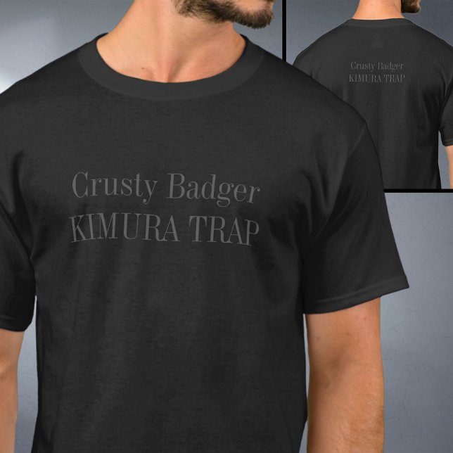 Personalisiert BJJ Jiu Jitsu Kimura Trap Black T-Shirt (Personalized Jiu Jitsu T-shirt with Kimura Trap design)
