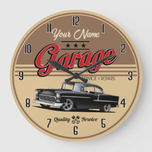 Personalisiert Black 1955 Autogarage Große Uhr