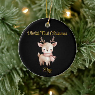 Personalisiert Black 1st Baby Girl Erstes Weihnach Keramik Ornament