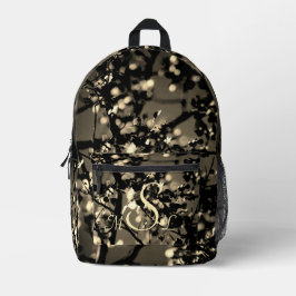 Personalisiert Black and Gold Abstrakt Botanical Bedruckter Rucksack
