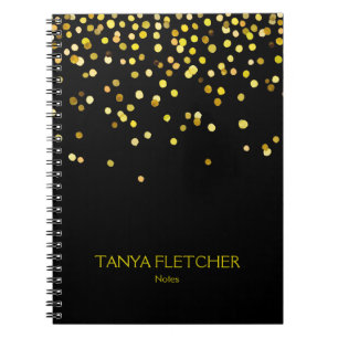 Personalisiert Black and Gold Confetti Notizblock