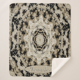 Personalisiert Black and Ivory Floral Mandala Sherpadecke