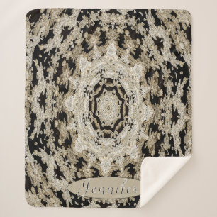 Personalisiert Black and Ivory Floral Mandala Sherpadecke
