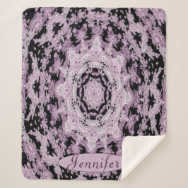 Personalisiert Black and Lavender Floral Mandala Sherpadecke