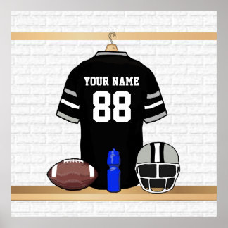 Personalisiert Black and Silver Gray Football Jers Poster