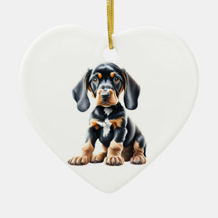 Personalisiert Black and Tan Coonhound Puppy Keramik Ornament