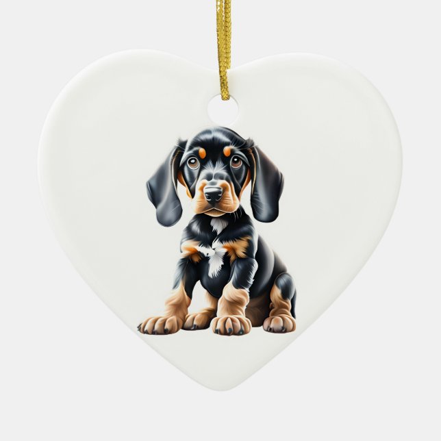 Personalisiert Black and Tan Coonhound Puppy Keramik Ornament (Vorne)