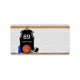 Personalisiert Black and White Basketball Jersey Adressaufkleber