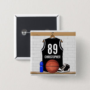 Personalisiert Black and White Basketball Jersey Button