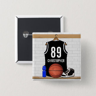 Personalisiert Black and White Basketball Jersey Button