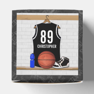Personalisiert Black and White Basketball Jersey Geschenkschachtel