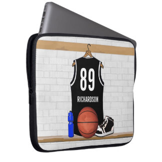 Personalisiert Black and White Basketball Jersey Laptopschutzhülle