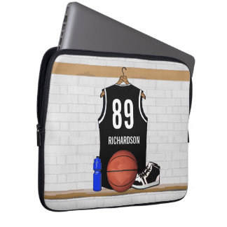 Personalisiert Black and White Basketball Jersey Laptopschutzhülle