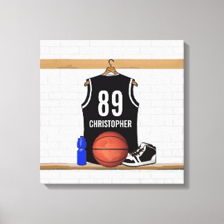 Personalisiert Black and White Basketball Jersey Leinwanddruck