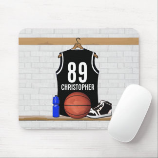 Personalisiert Black and White Basketball Jersey Mousepad
